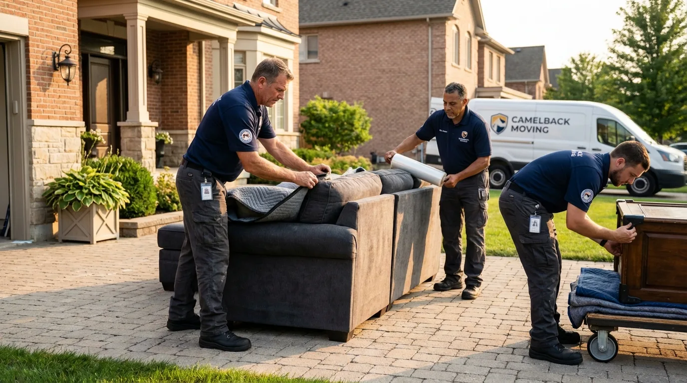 Large estate moving crew wrapping furniture in Bernice, LA